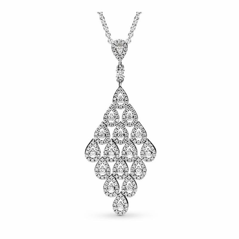 Pandora Cascading Glamour Necklace & Pendant NZ Sale, Sterling Silver (613895-CBP)